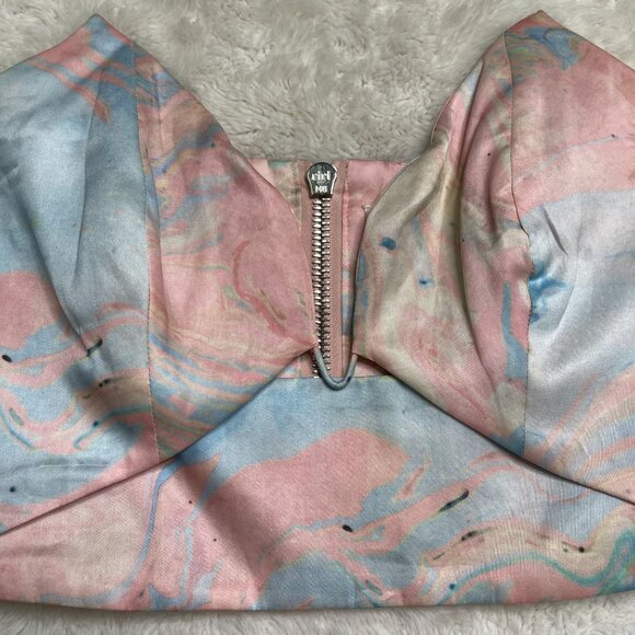 Zimmermann Women's Pastel Marble Pink Blue Zip Up 100% Silk Corset Size 1 / 6 US - Picture 7 of 8